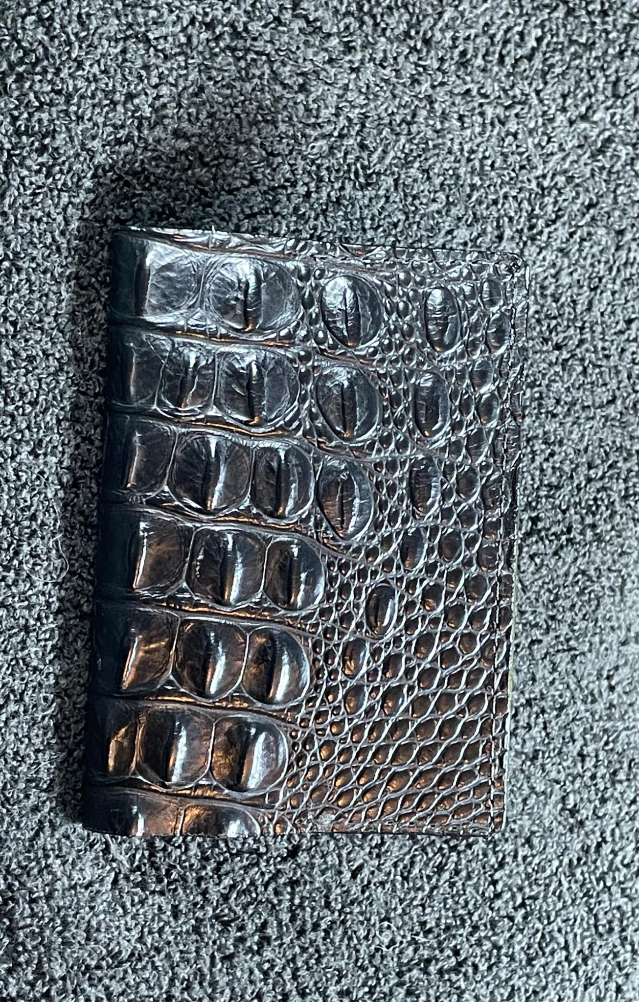 Small leather notebook made from recycled Brahmin purse leather with alligator texture